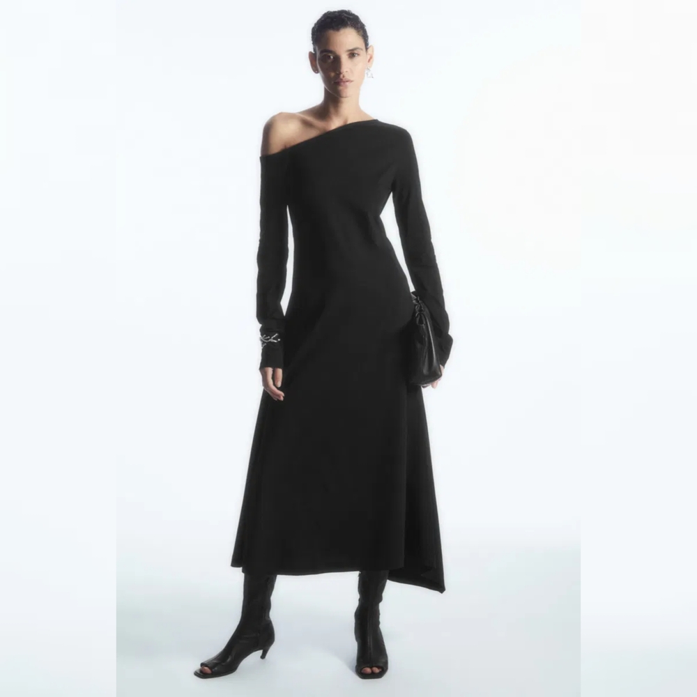 COS Off-the-Shoulder Asymmetric Midi Dress